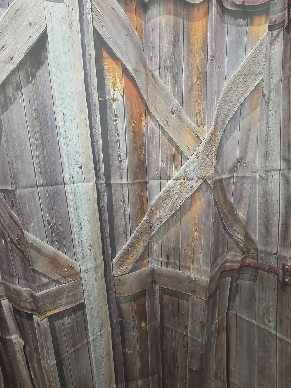 Rustic Barn Door Shower Curtain - Wood Plank Print
